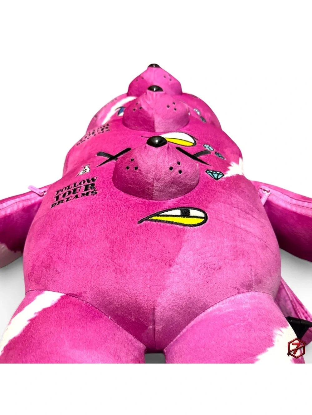 Sprayground The 3 Headed Bear Plush Teddybear Backpack Limited Edition Pink
